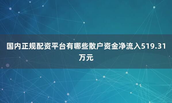 国内正规配资平台有哪些散户资金净流入519.31万元